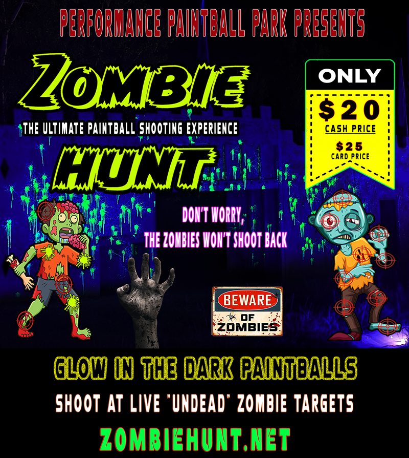 Shot and hunt zombies in Rochester New York with glow in the dark paintballs