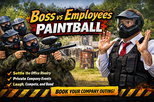 Boss vs Employees corporate paintball event at Performance Paintball in Rochester NY
