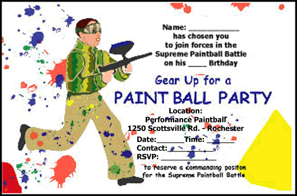 Paintball Birthday Party Invitation Templates Free