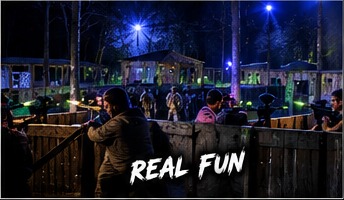 Guests shooting at Zombie Hunt at night