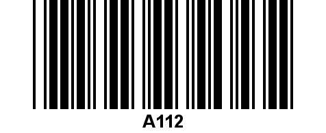 Code 39 barcode for register item A112
